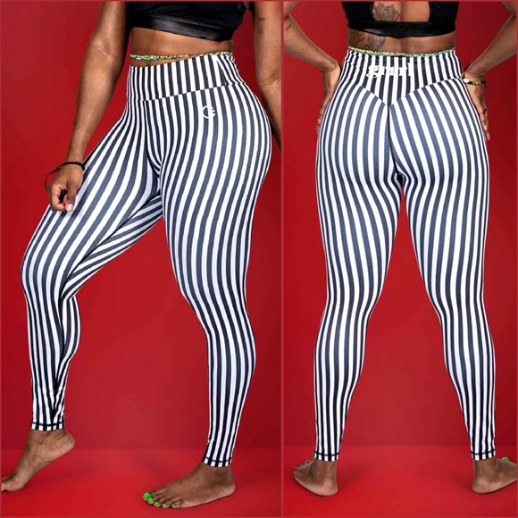Constantly Varied Gear Pants - NWT Grrrl Leggings size XL/1X (Heidi) BEETLEJUICE STRIPE CVG FMFM GYM